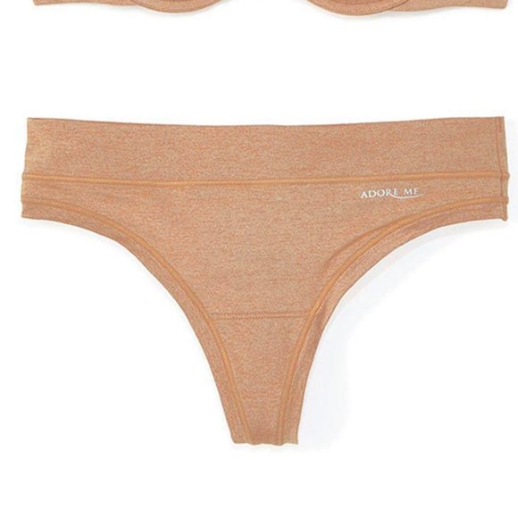 Varsity AdoreMe Nylon Satin Women’s Tan Panty Gray Sleep-in Soft Pullover Bra - Picture 9 of 12